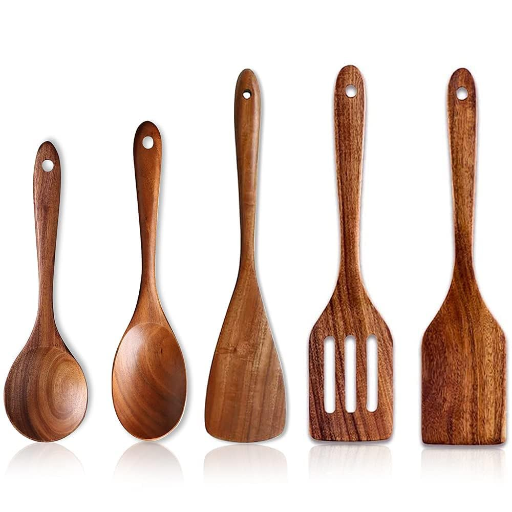 Handmade Wooden Kitchen Utensils Set (Pack Of 5) Size 12X0.2 Inch